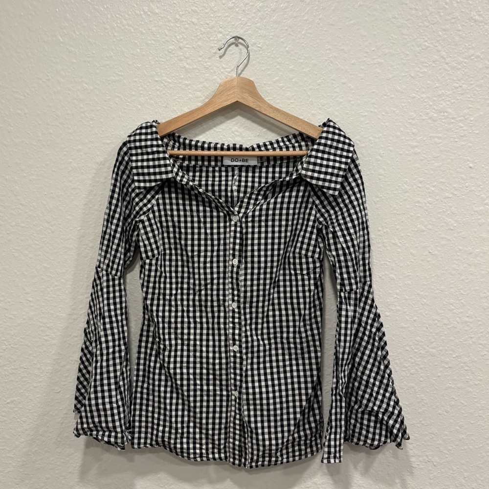 Do+Be gingham off the shoulder top